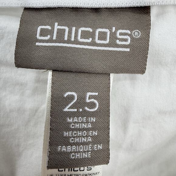 Chicos 2.5 Cargo Crop Pants size Large/14 White Stretch Cotton Resort - Picture 11 of 12